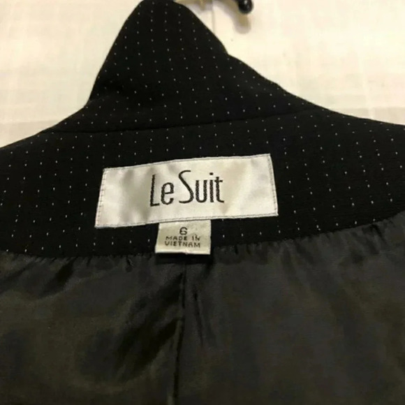 Le Suit Polka Dot Black Blazer Size 6 - Picture 5 of 7